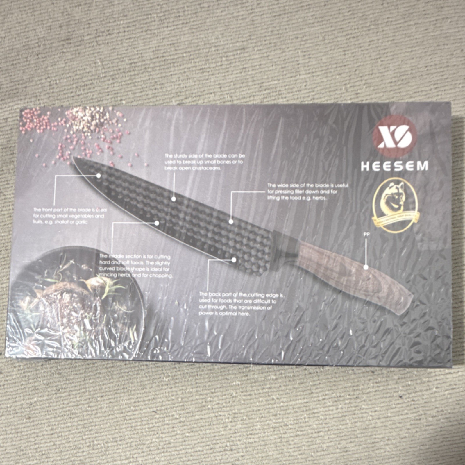 HEESEM Kitchen Knife Set 6pc Stainless Steel Wood Handle Cleaver Scissors gallery