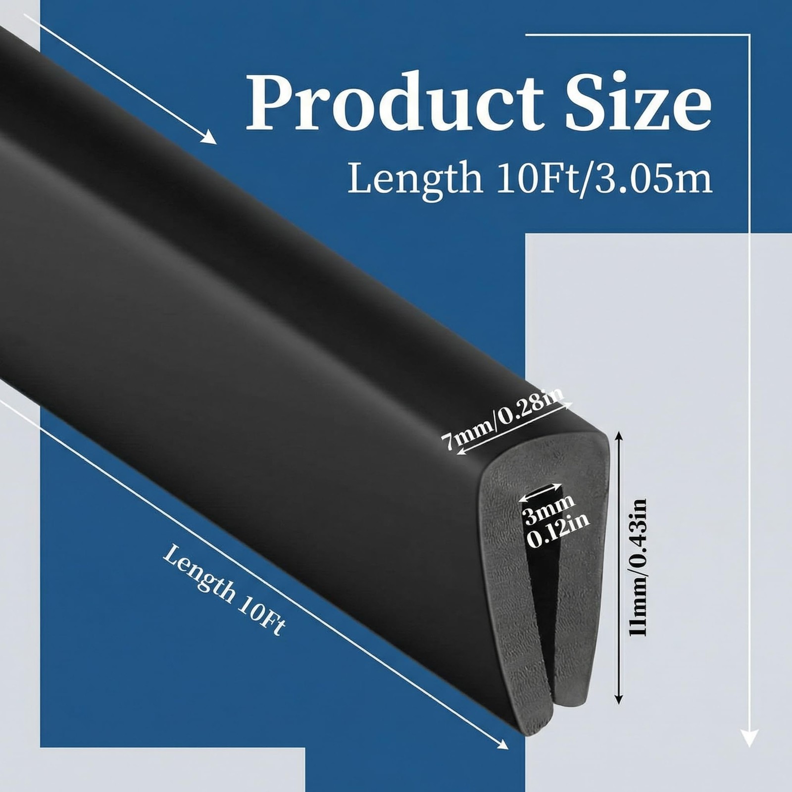 Kingdder Rubber Edge Trim 1/8" U Channel Sheet U ,10 Feet Long, Black gallery
