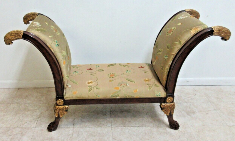 Maitland Smith Footstool Settee U Bench French Empire Paw Gold Gilt Lion Head gallery