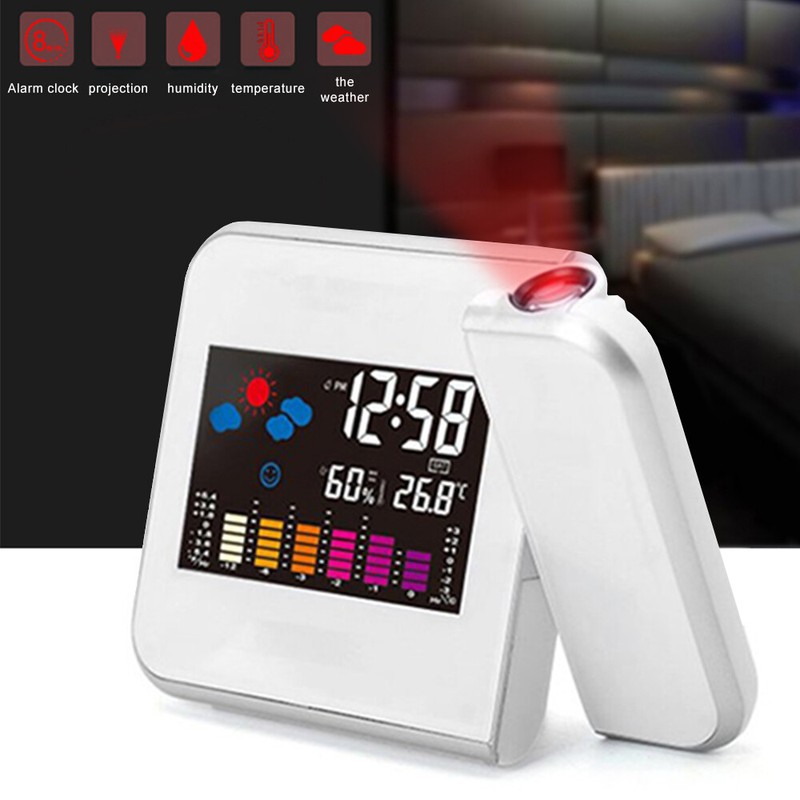 LED Projection Alarm Clock Digital Clock Projector Temperature Display Snooze US gallery
