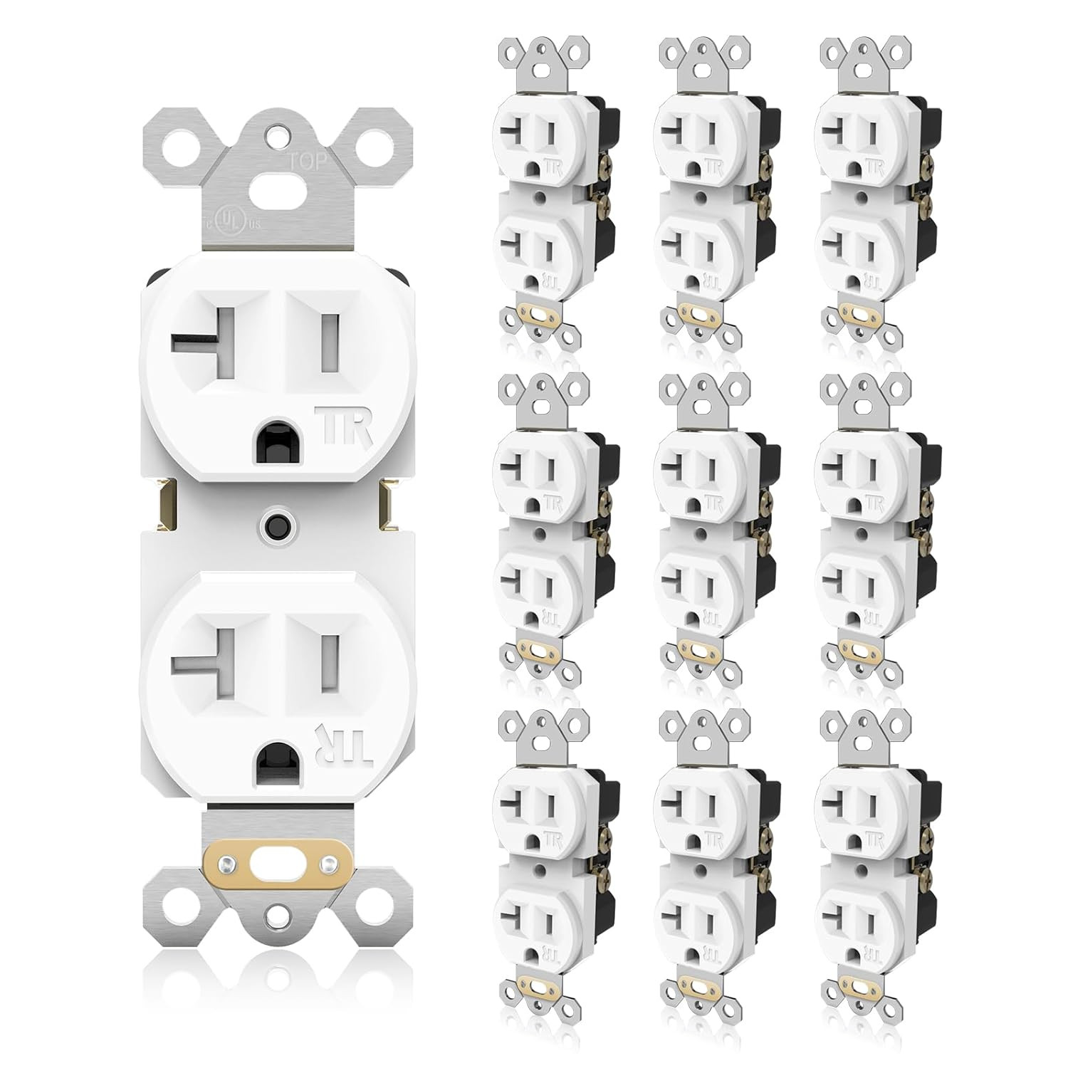 10 Pack 20A Tamper Resistant Duplex Outlet Wall Receptacle UL White TR gallery