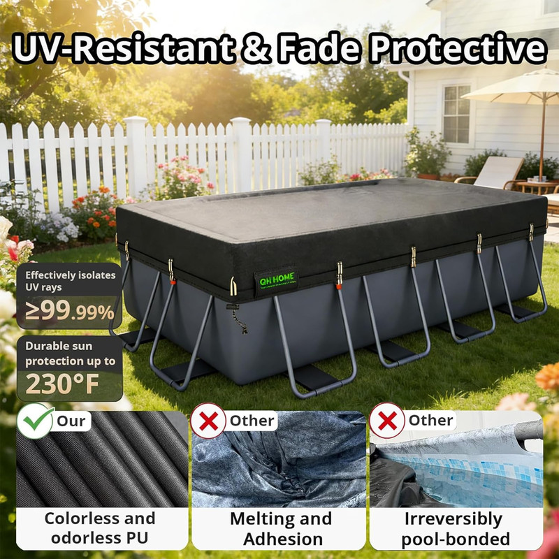 550D 12X24 Ft Rectangular Pool Cover [Upgraded Tear Resistant & Quadruple Windpo gallery