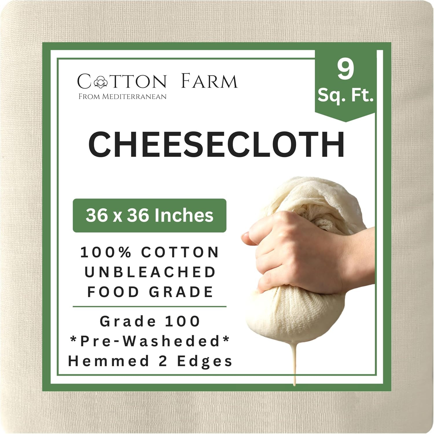 Grade 100 XL Cheese Cloths - Straining & More; 36X36 Inch; 100% Unbleached Cotto gallery