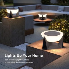 Solar Post Lights, 11″ Modern Post Light Dusk to Dawn Outdoor Column Cap Light W