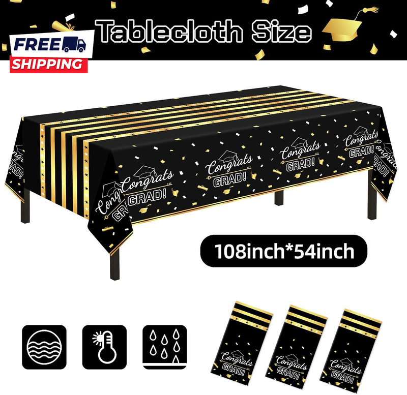 3 Pack Graduation Tablecloth Graduation Decorations Class of 2026 Graduation gallery