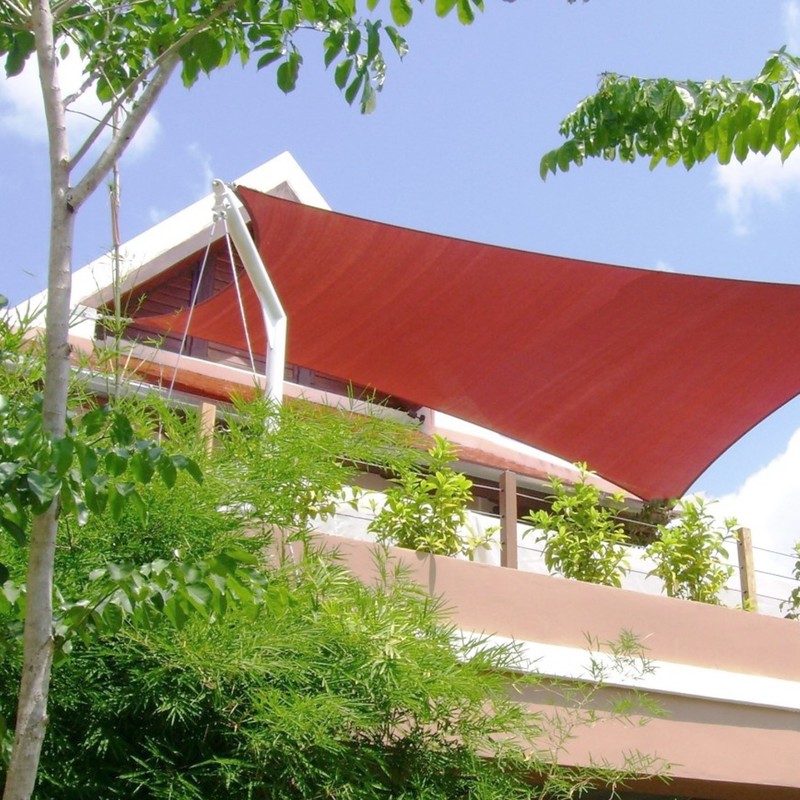 5-24ft Red Rectangle Waterproof Sun Shade Sail Mesh Net Cover UV Block Garden gallery