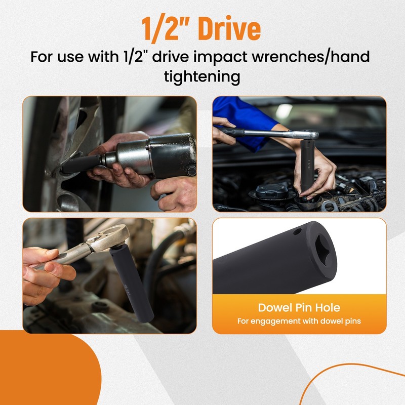 1/2 Inch Drive Extended Length Extra-Deep Length Impact Socket Set Heavy Duty. gallery