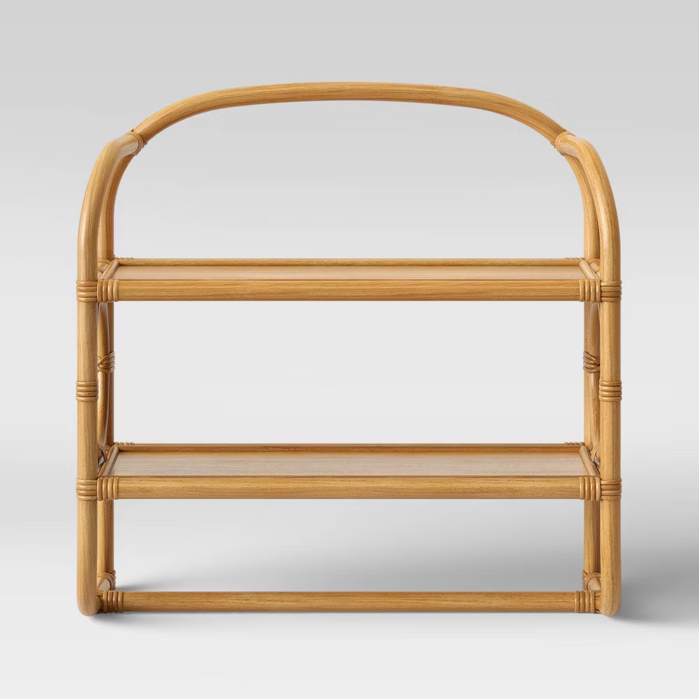 Rustic Rattan Wall Mounted Shelf & Towel Bar - Threshold Tan gallery