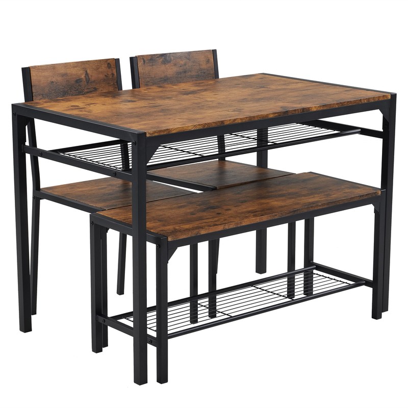 Dining Table Set for 4 Kitchen Table with 2 Chairs A Bench Bar Pub Apartment gallery