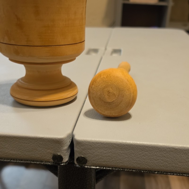 Wood Mortar & Pestle Set Solid Plain Light Yellow/Beige 5" Dia 9" H Easy Clean gallery