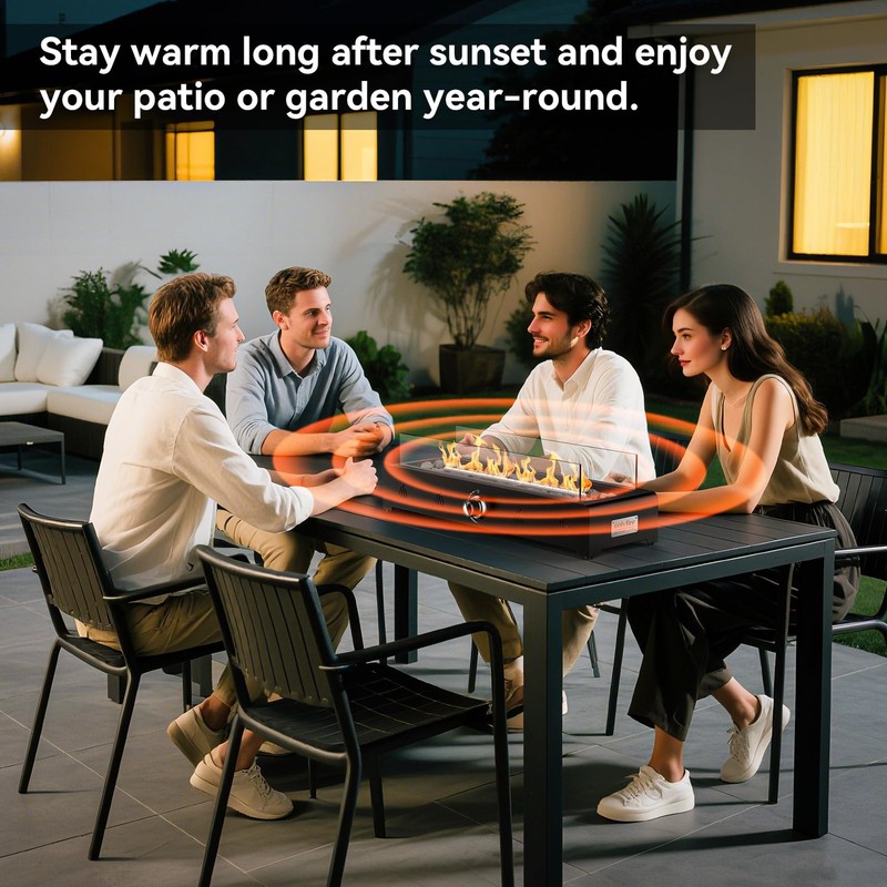 28'' Tabletop Fire Pit, Outdoor Propane Gas Firepit Side-Mounted for Most Tab... gallery