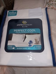 SERTA PERFECT SLEEPER SOFT WHITE 6 PIECE QUEEN COOLING SHEET SET 100% POLY NIP