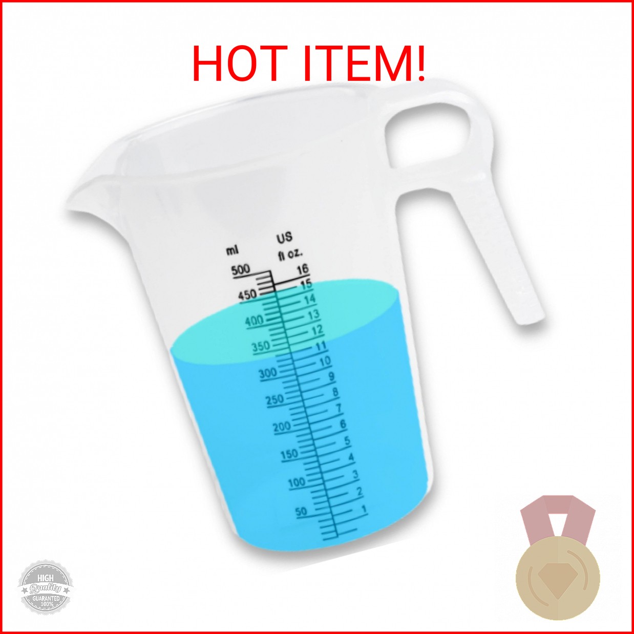 ACCUPOUR 16oz (2 Cup) Measuring Pitcher, Plastic, Multipurpose - Great for Oil, gallery