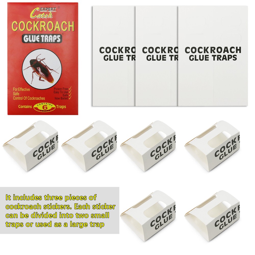 48PCS Cockroach Killer Fly Trap Insect Roach Pest Trap Odorless Glue Paper Catch