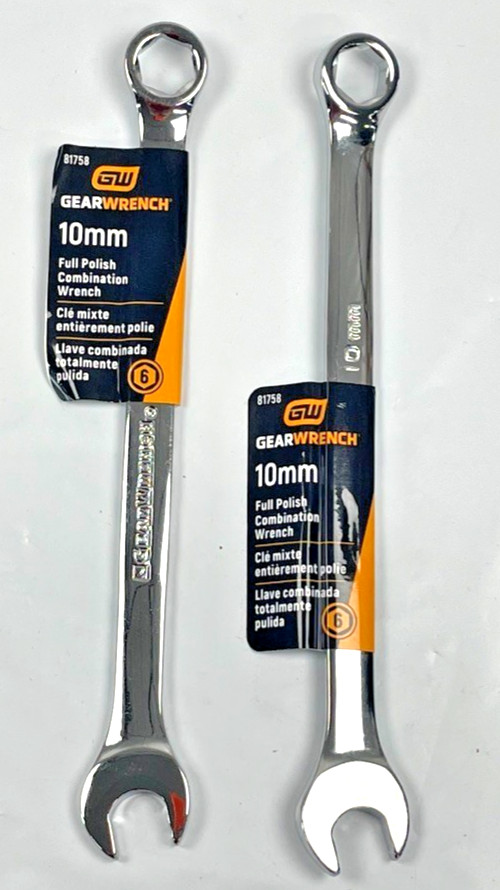 10mm GearWrench 81758 Fixed Combination Wrench, Open / Box, Full Polish ; 2 pack gallery