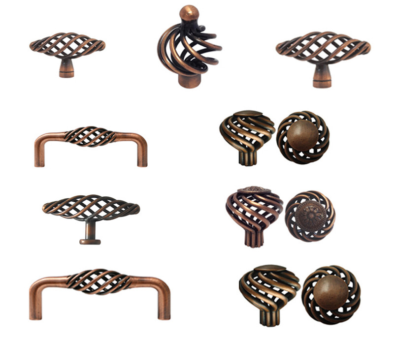 House Guard Antique Copper Birdcage Kitchen Cabinet Knobs Pulls 60 76 96mm gallery