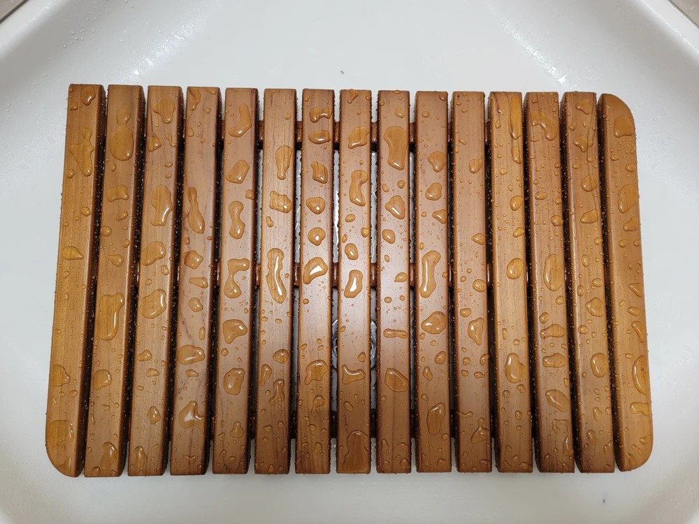 Teak Shower Mat 24"x16" Non-Slip Lacquer Finish Bathroom Spa Floor gallery