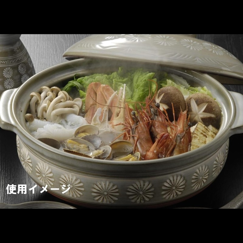 Banko Ware 21061 Earthenware Pot (Deep Pot) No. 6 for 1 Person Hanamishima, gallery