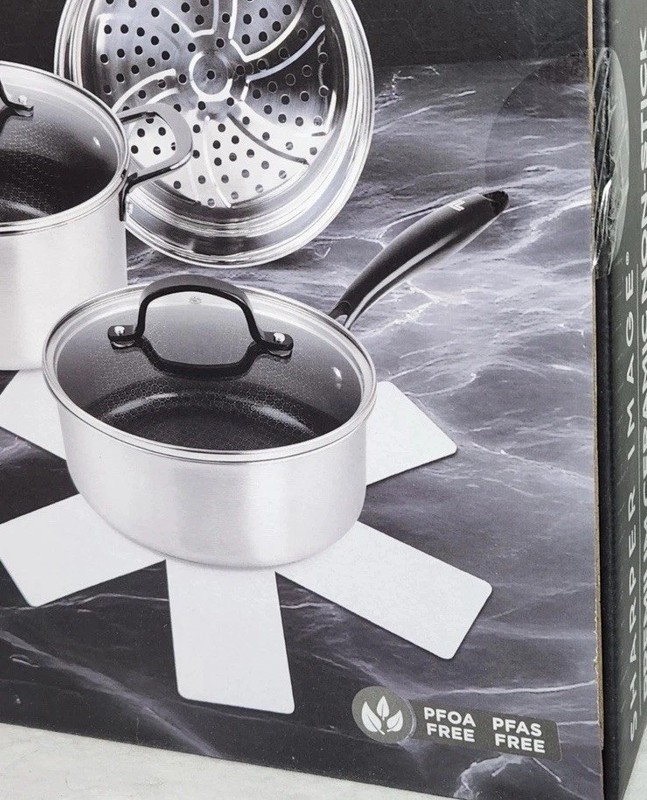 Sharper image Premium Cookware set 10pc ceramic non stick Tri-ply Stainless New gallery