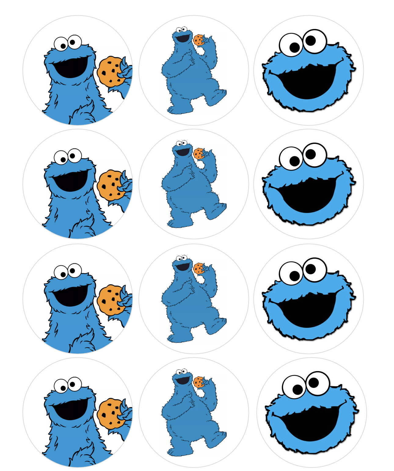 12 count Cookie Monster Edible Image rounds OR 1 cake, Wafer paper, pre cut gallery