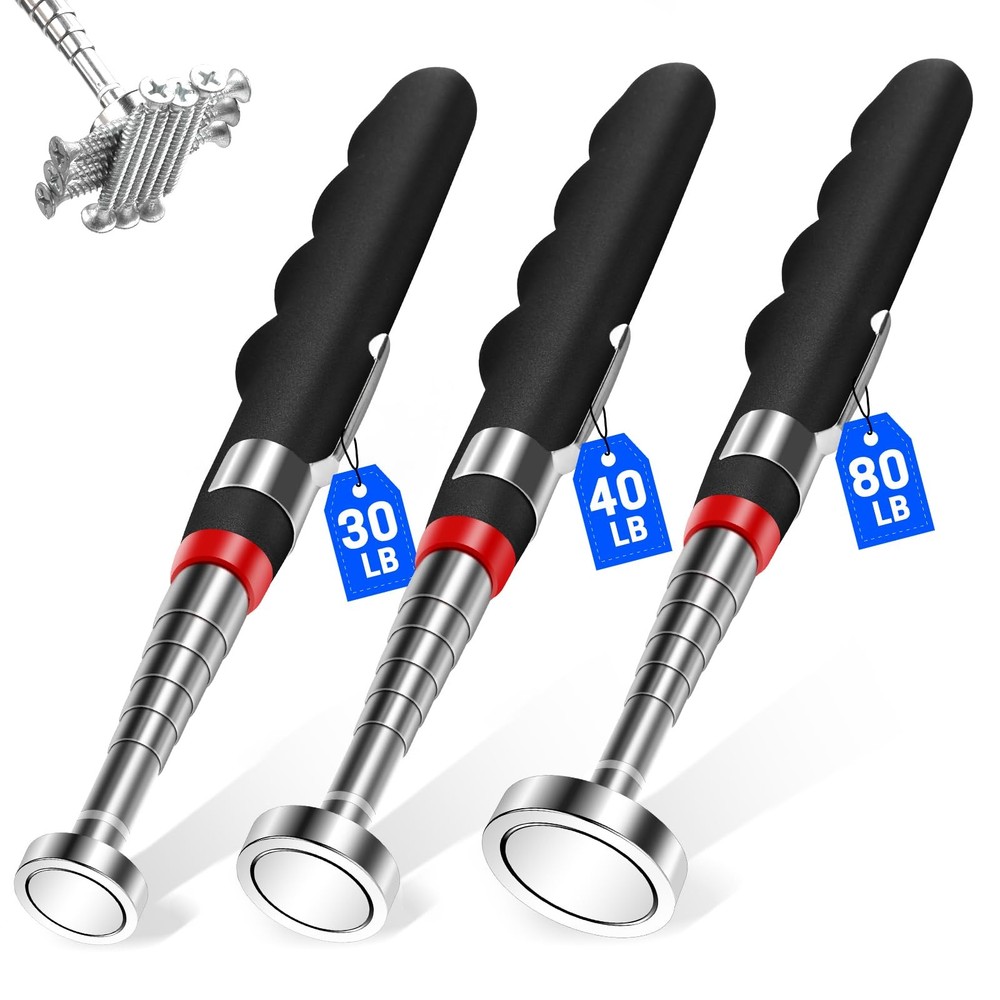 3PCS Telescoping Magnetic Pick Up Tool Extendable up to 31", 30lb 40lb 80lb T...