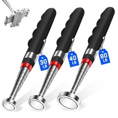 3PCS Telescoping Magnetic Pick Up Tool Extendable up to 31″, 30lb 40lb 80lb T…