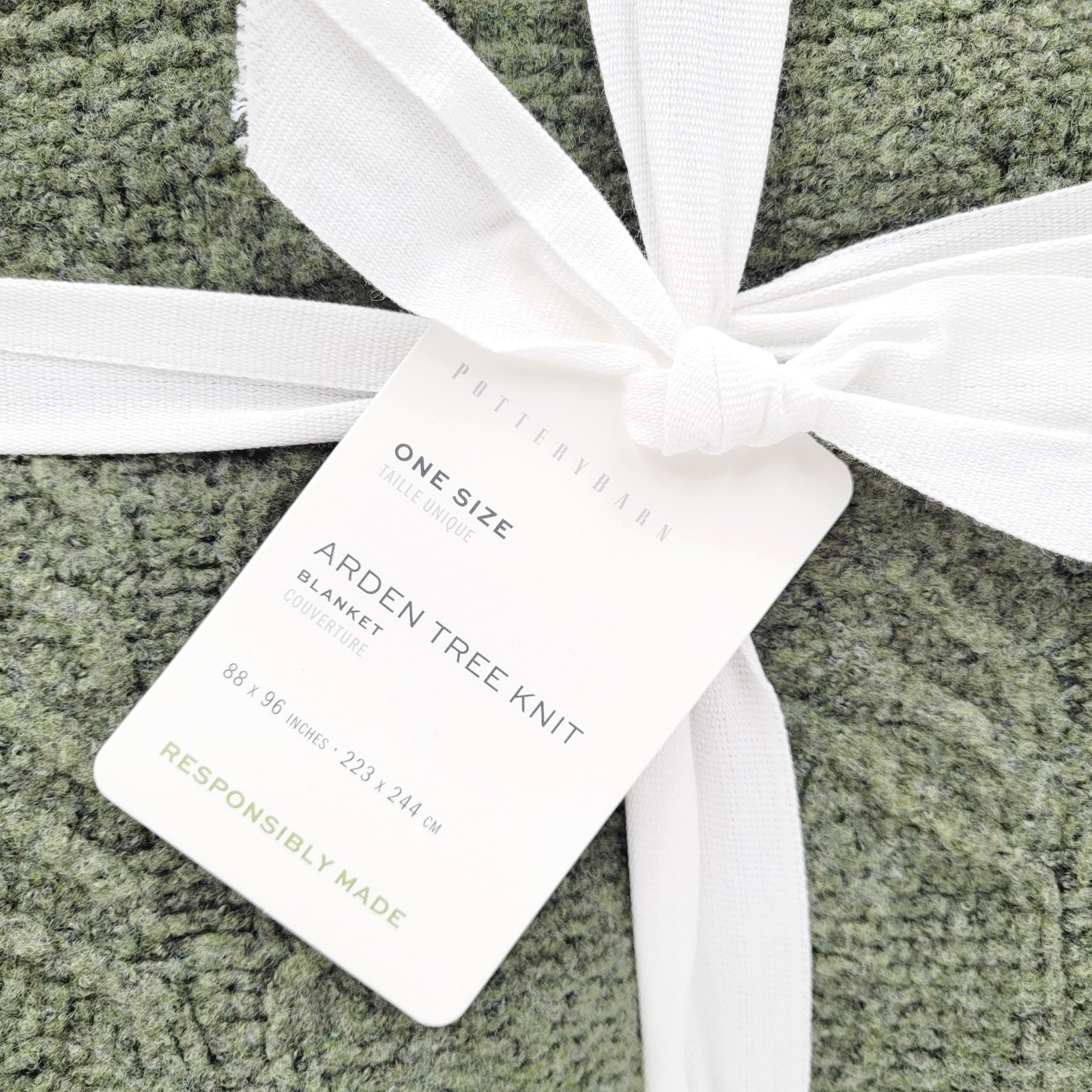 Pottery Barn Arden Tree Blanket Loden Green 88" x 96" Christmas NEW gallery