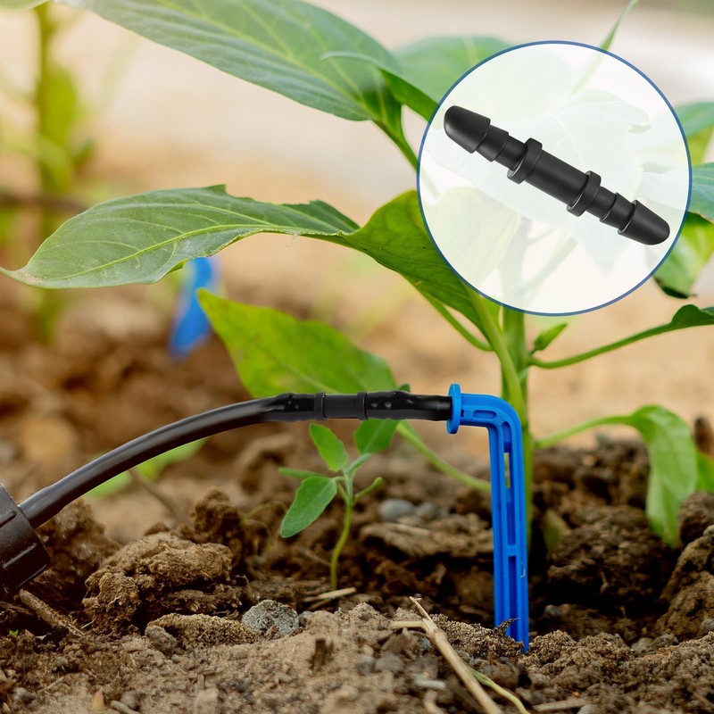 100 Pcs 1/4 Inch Drip Irrigation Quick Connect Couplers Black Fittings gallery