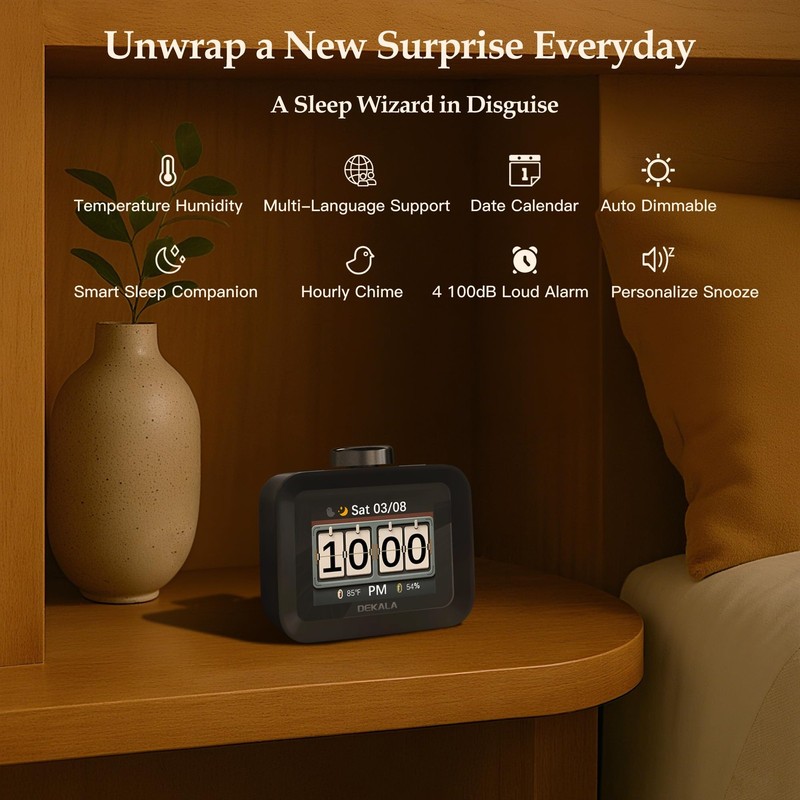 Dekala AuraDot 7-Day Programmable Loud Alarm Clock for Bedroom White Noise So... gallery