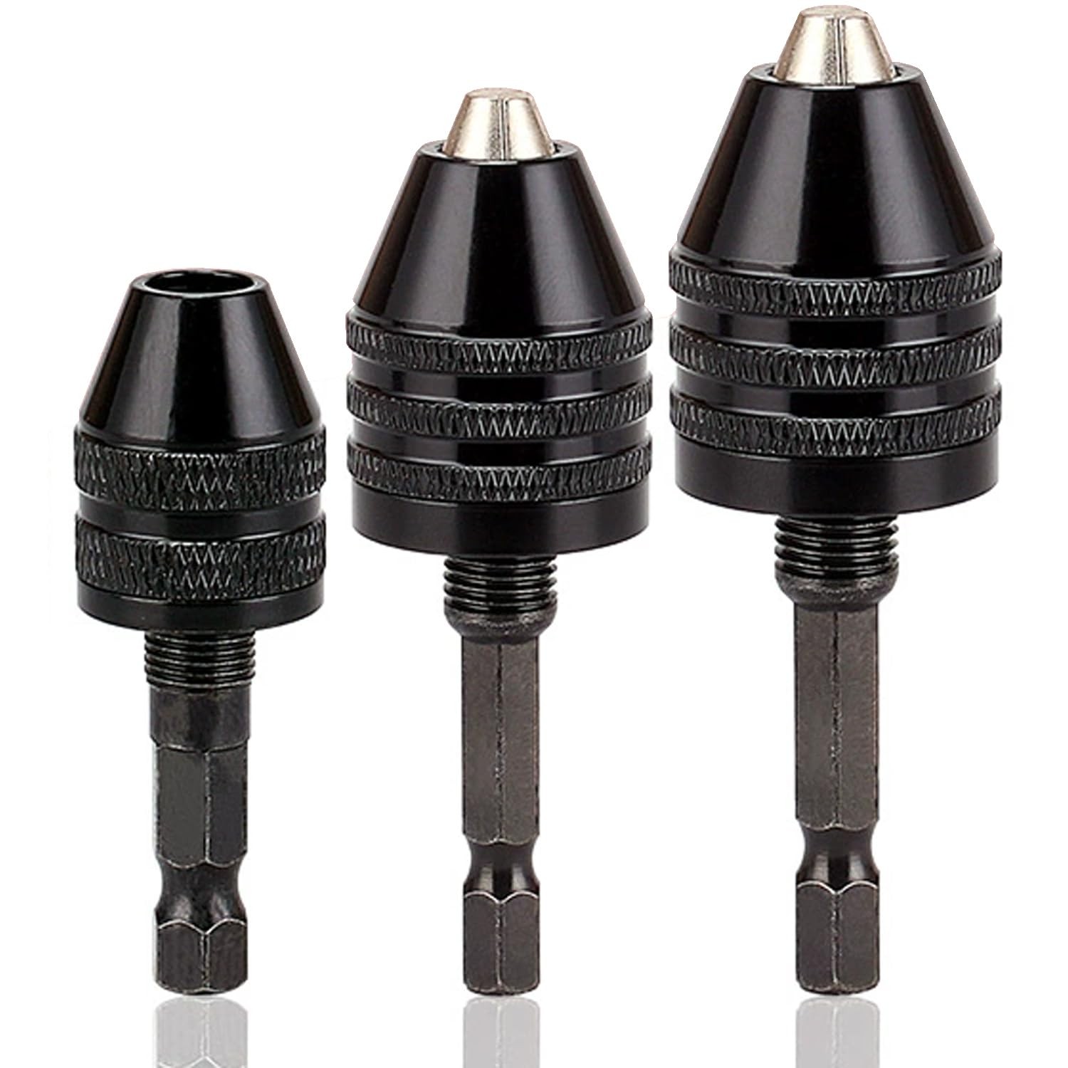 Resze Keyless Drill Chuck Adapter - 3Pcs Chucks for Impact Black gallery
