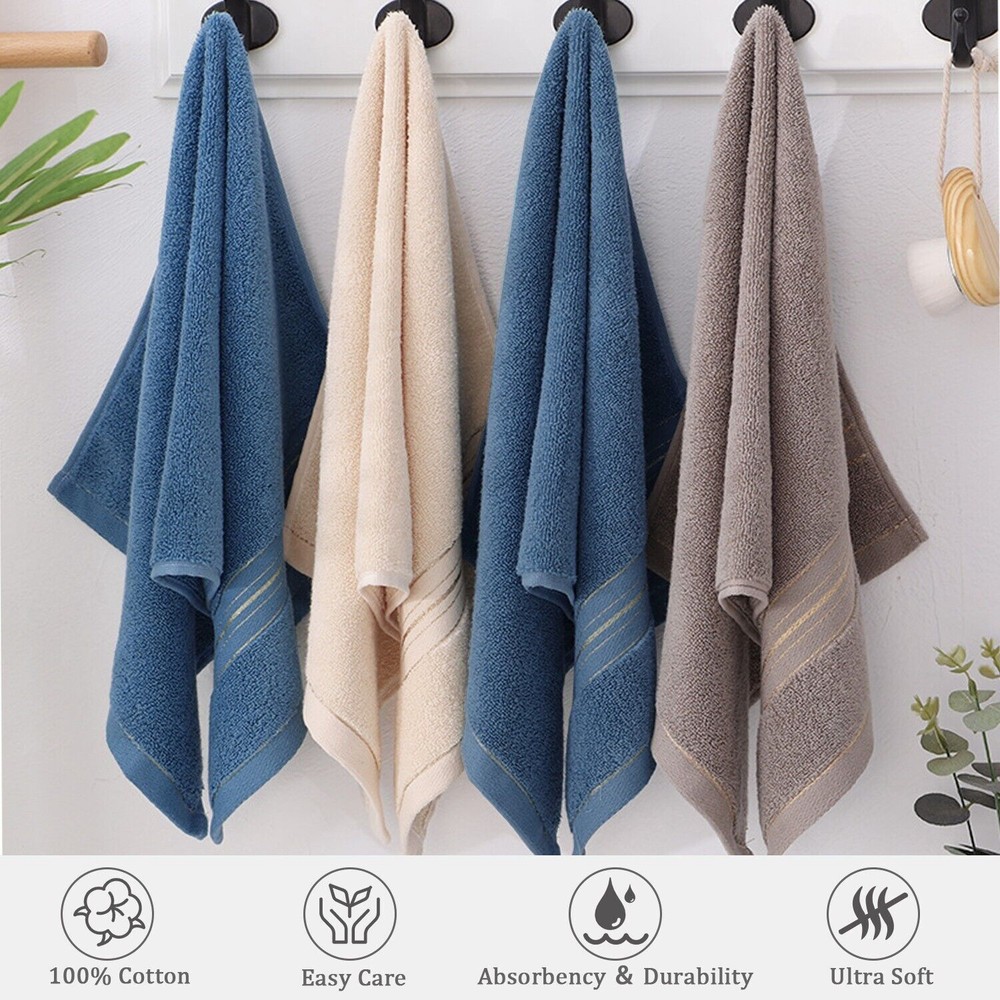 4PCS Cotton Bath Sheet Solid Luxurious Set Super Absorbent Quick Drying Towel US