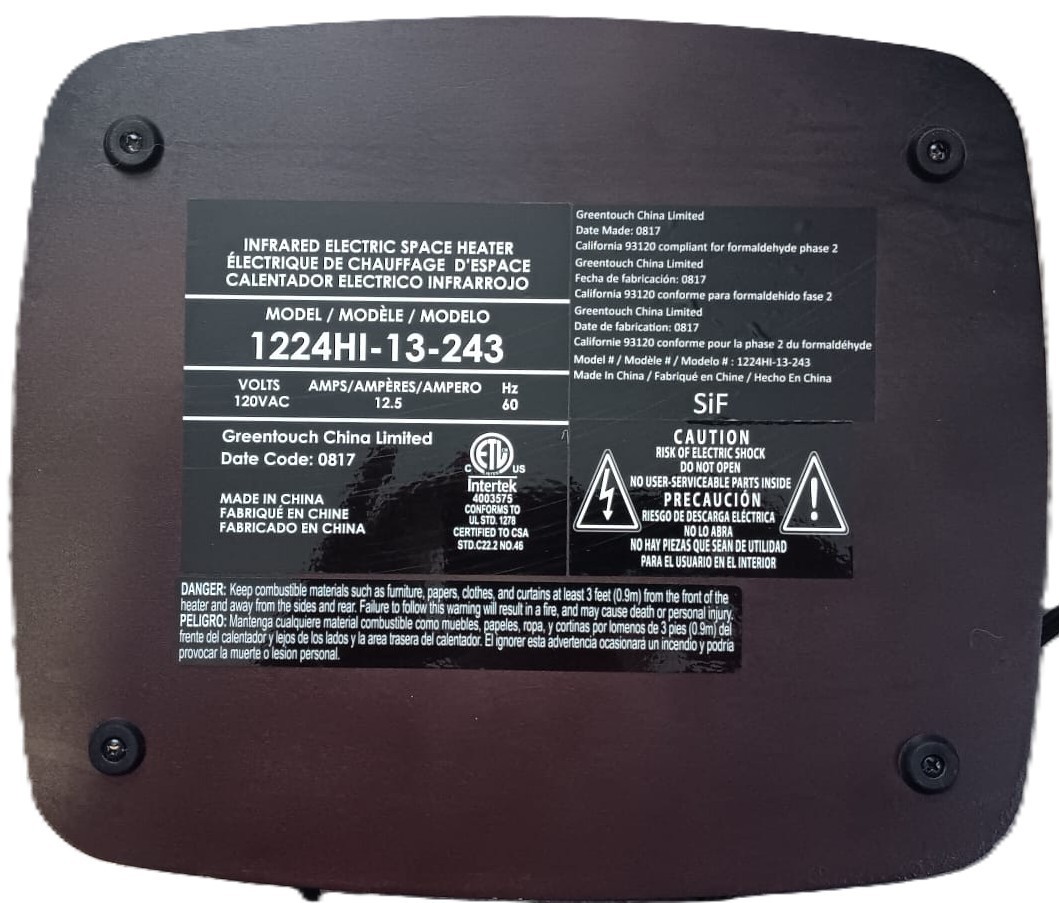 Infrared Electric Space Heater greentouch Walnut Finish Model 2224HI-13-243 gallery
