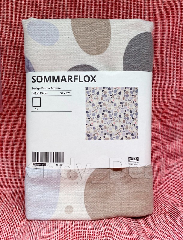 Ikea SOMMARFLOX Tablecloth, Patterned Stones/Multicolor Square 57x57 " - NEW gallery