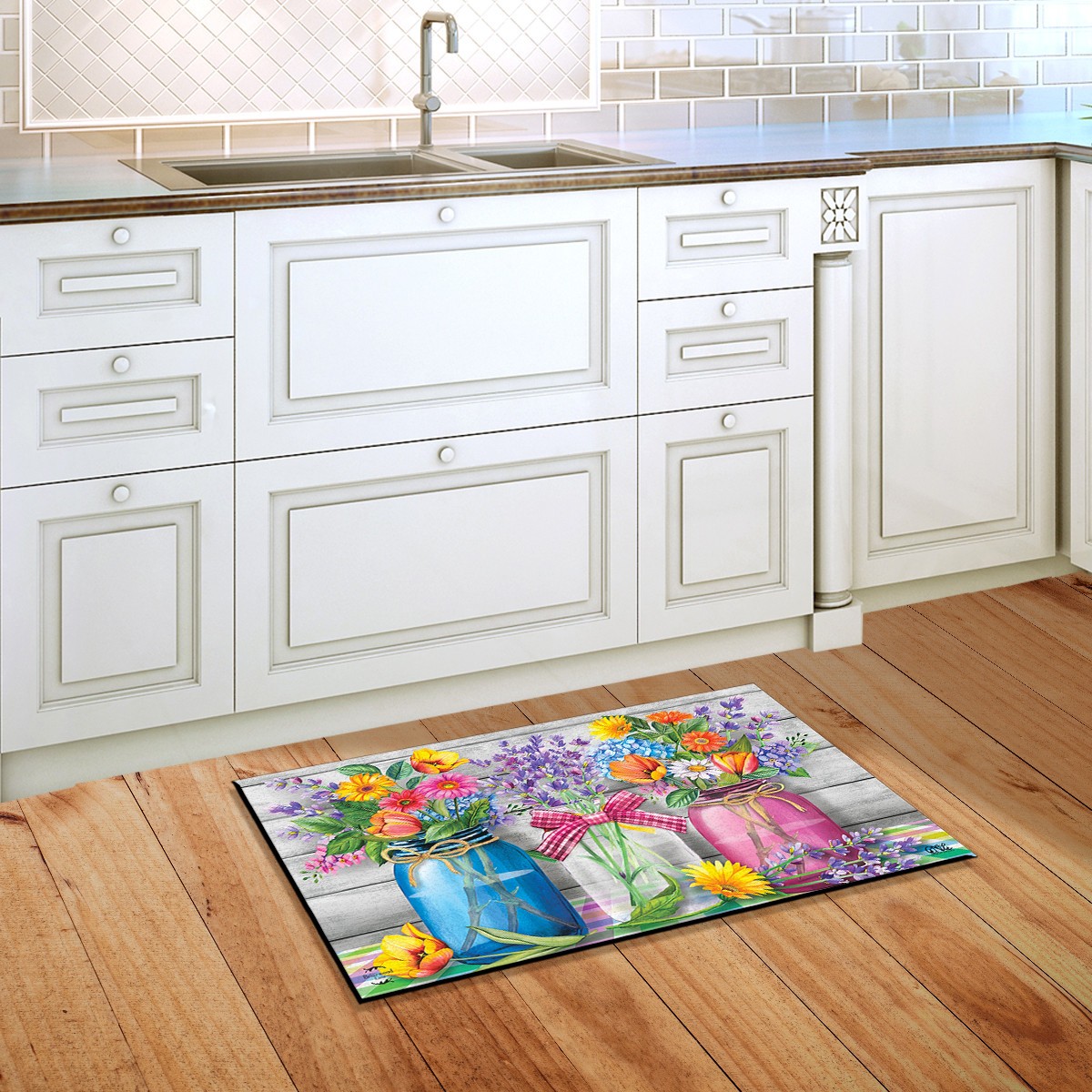 Briarwood Lane Spring Floral Jars Rustic Doormat 30x18 gallery