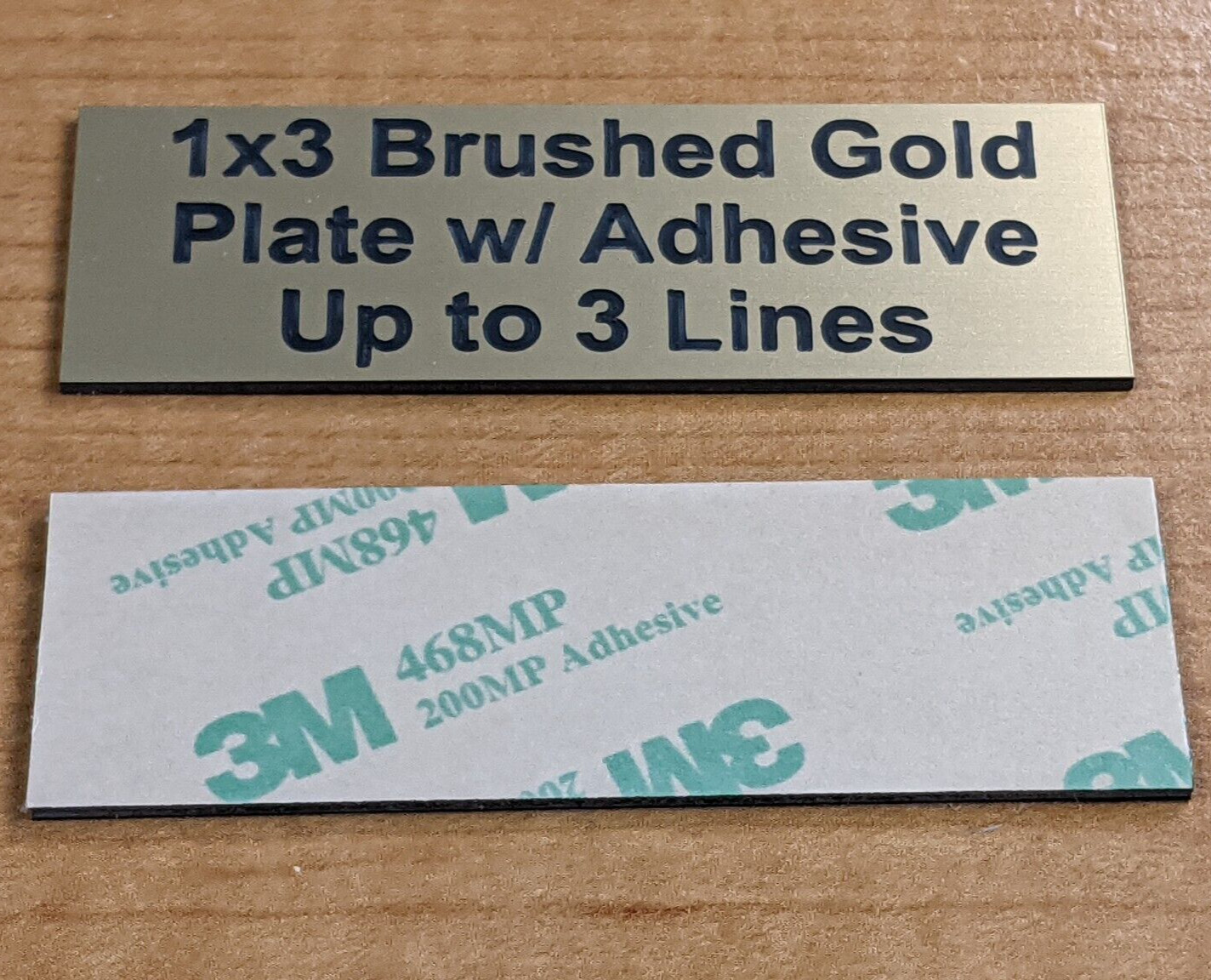 Custom Engraved 1x3 Self-Adhesive Brushed Gold* Plate / Tag Plaque Sign Stick gallery