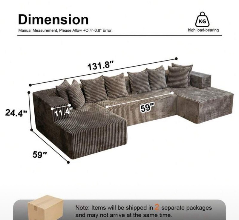 Cloud Couch Sofa 132 - Large Boneless Couch for Living Room Memory Foam Couches gallery