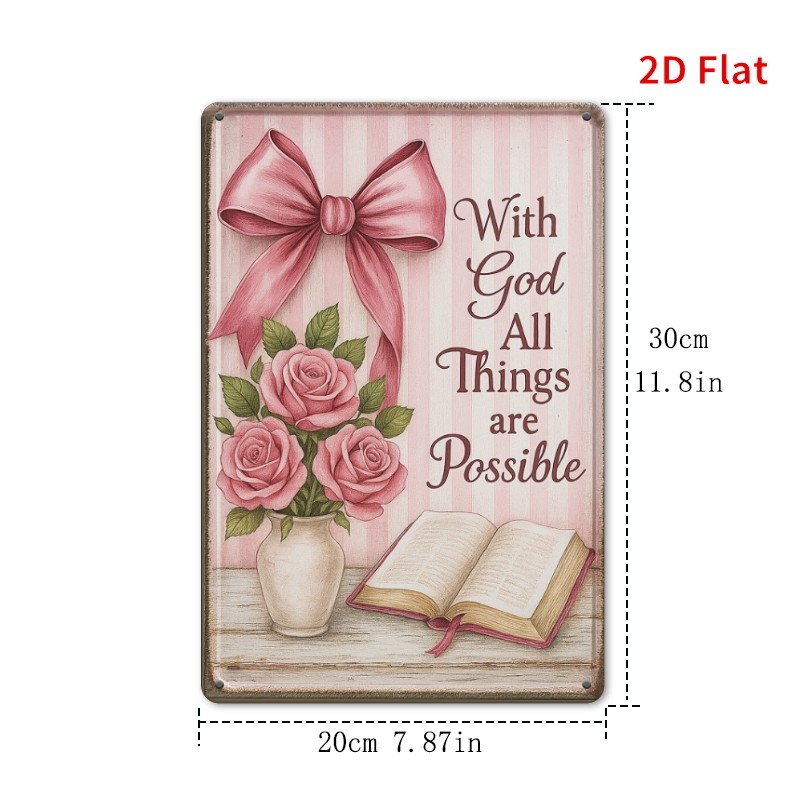 Rustic Christian Gift Metal Sign With God All Things Possible Gift For Believers gallery