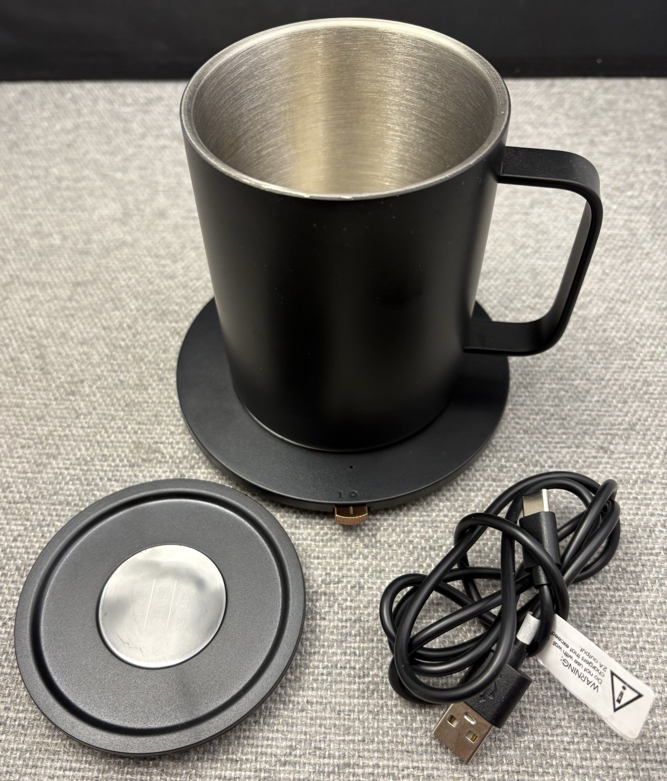 Poppy Mug Warmer Set w/ Lid USB Powered Heated Stainless Steel Coffee Cup Black gallery