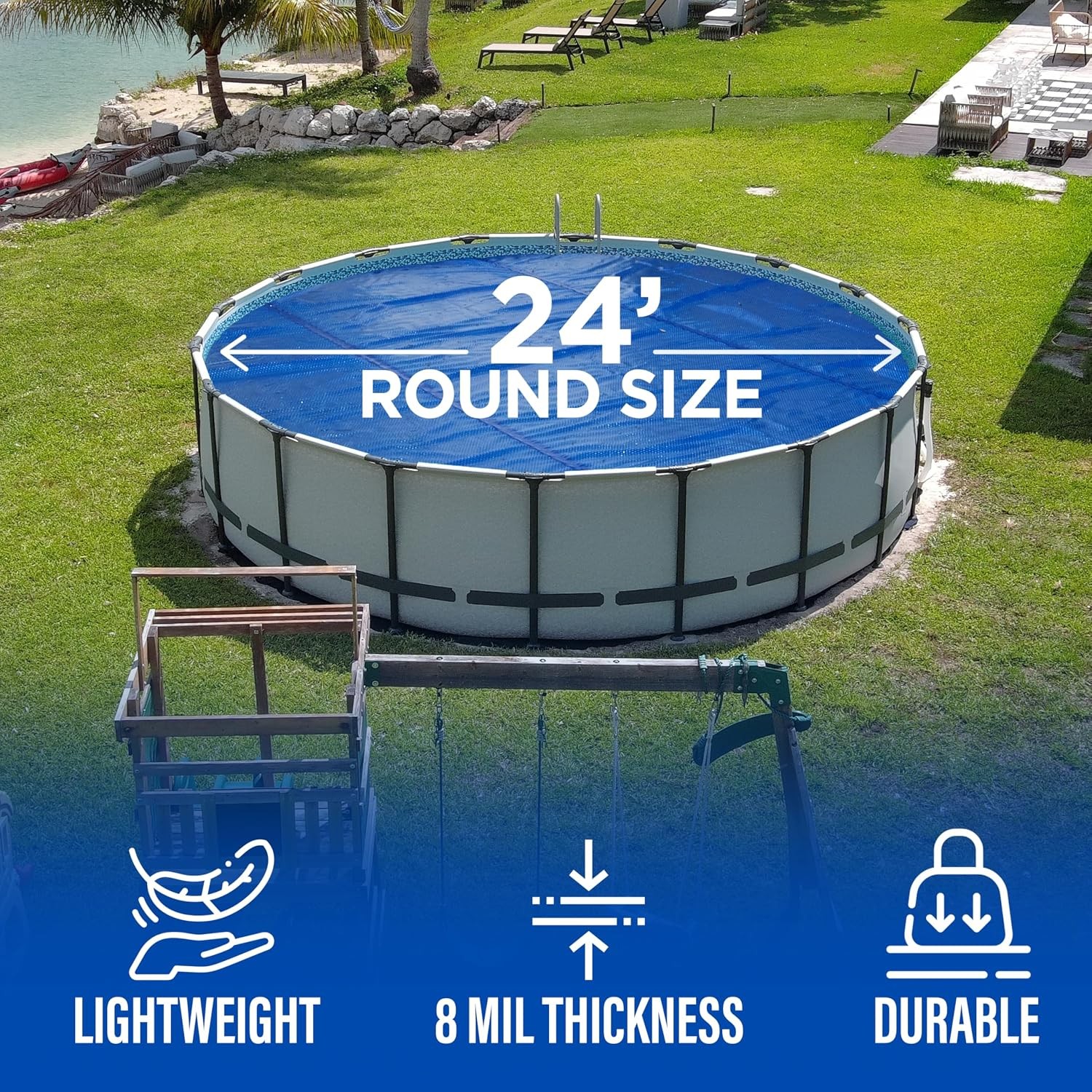24 Foot Round Solar Cover for Inground and Above Ground Pools 8 Mil - Premium gallery