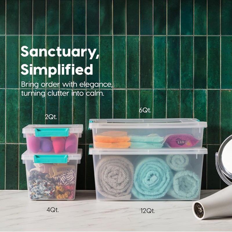 Stackable Plastic Storage Bins Craft Organizer Containers With Latching Lids gallery