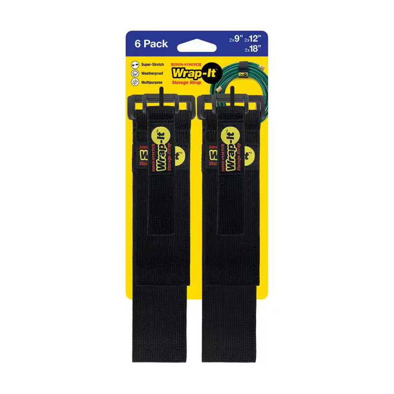 Super-Stretch Storage Strap Elastic All-Purpose Hook and Loop Cinch Strap in Bla gallery