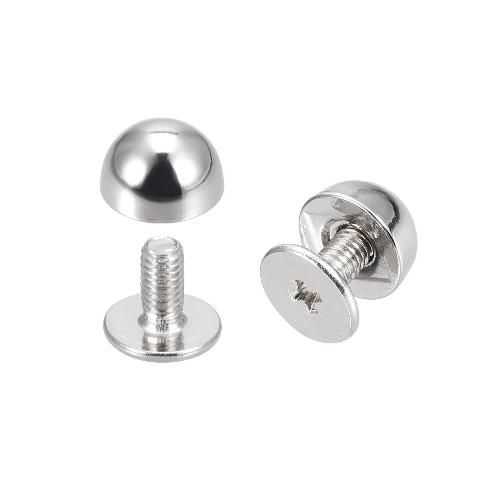 20 Sets 8x5mm Screw Back Rivets Solid Round Head Leather Studs Silver gallery