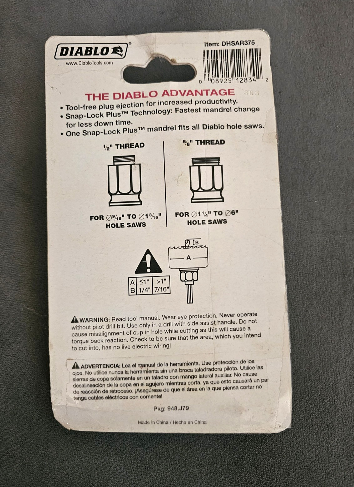 Diablo SnapLock Plus Hole Saw Mandrel System 3/8" - DHSAR375 gallery