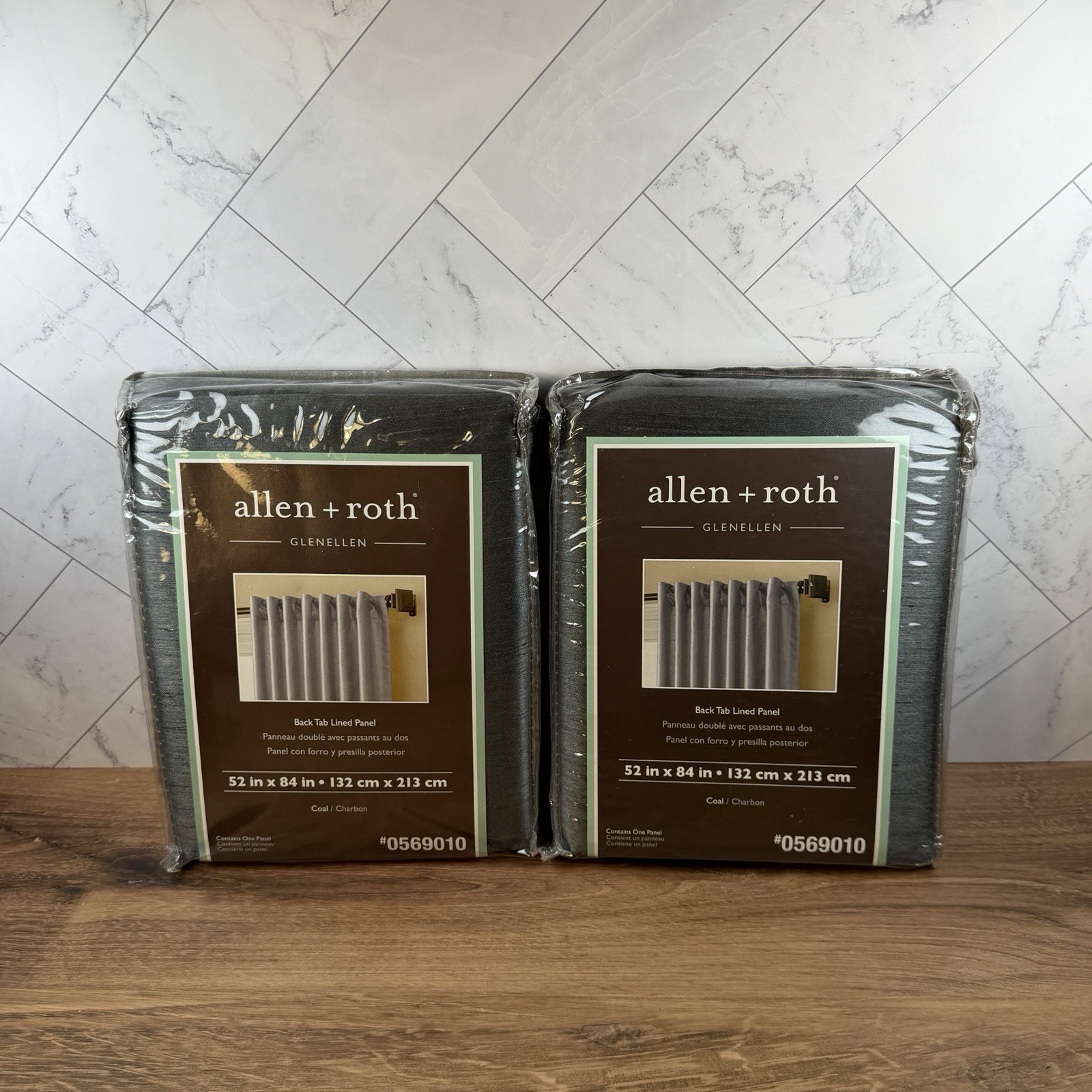 Allen + Roth 52” X 84” Coal Back Tab Lined Curtain Panels Set of 2 NEW #0569010 gallery