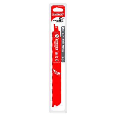 9 in. Bi-Metal Recip Blade for Thin Metal, Less than 1/8 in., 5pk, DS0920BF5 gallery
