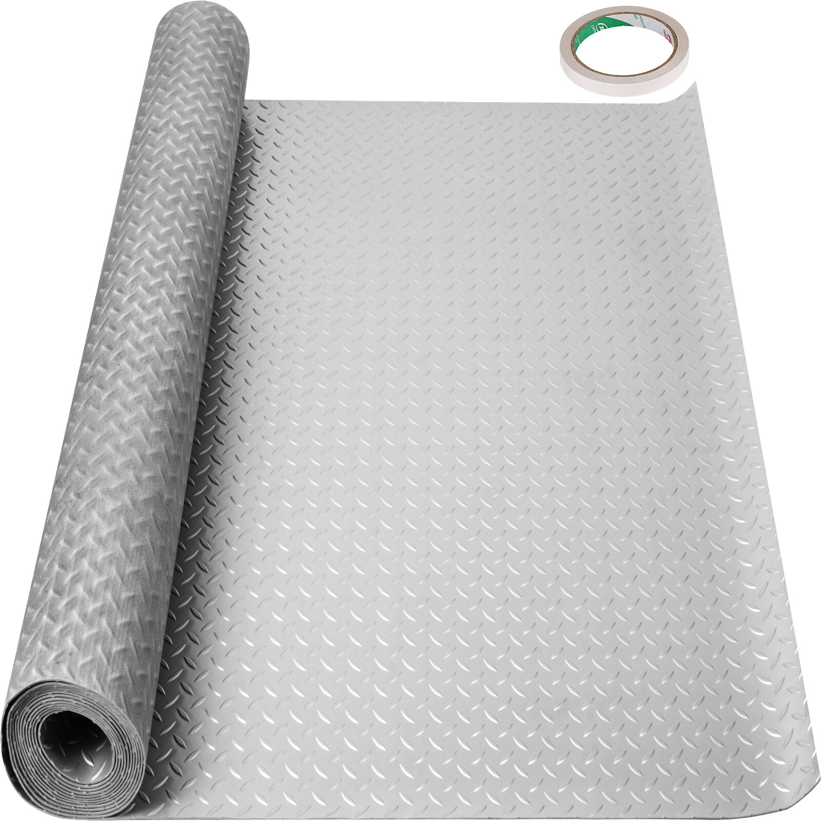 VEVOR Garage Floor Mat Garage Flooring Roll 4.9x19ft Anti-Slip Silver PVC Vinyl gallery