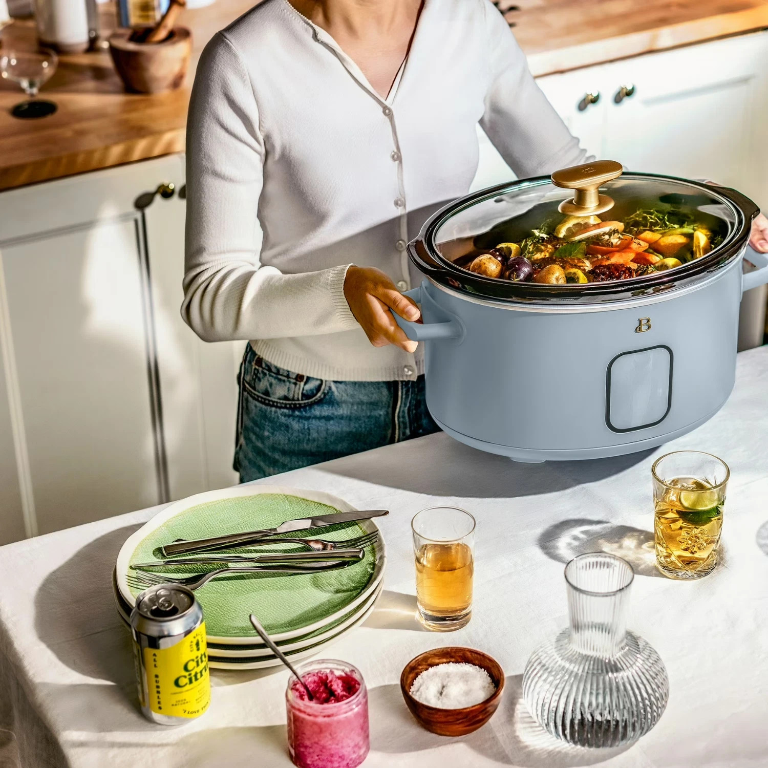 Beautiful 6Qt Slow Cooker Programmable Digital Cornflower Blue Crock Pot gallery