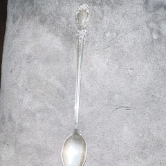 Silver Plated Floral Handle Spoon, Single Flatware Piece, Silver Tone