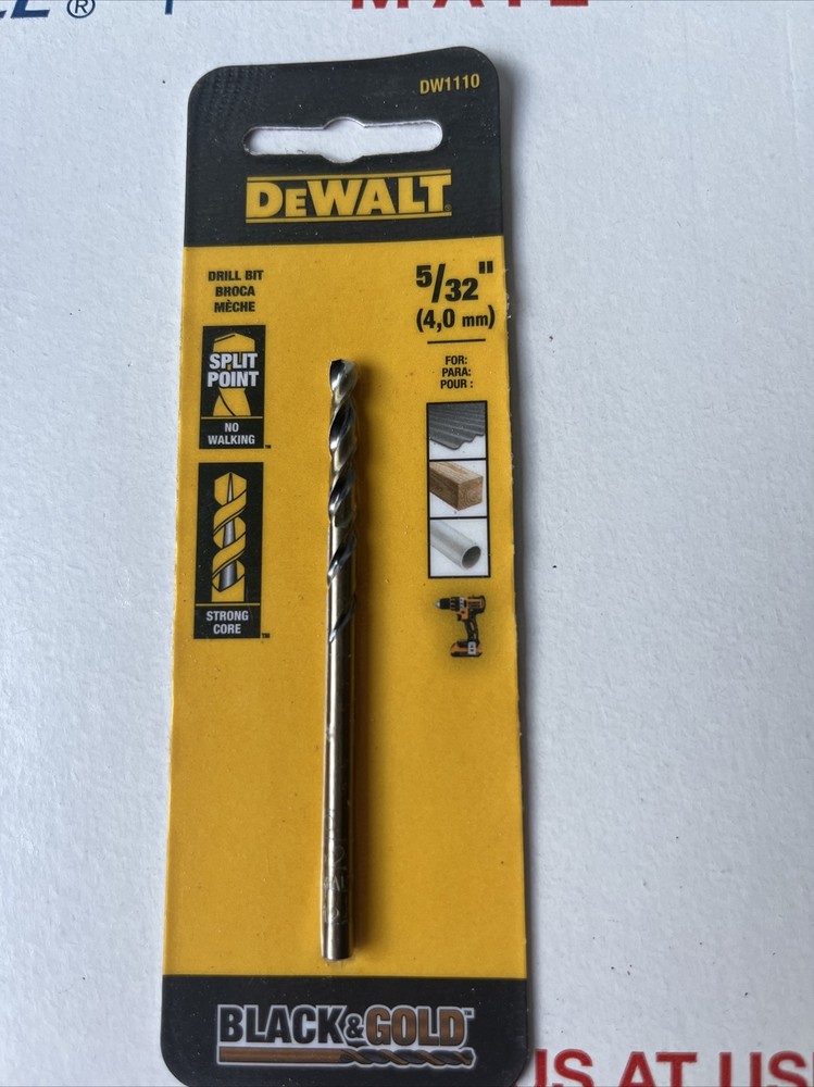 DeWalt 5/32 in. Split Point Drill Bit, DW1110 “BLACK & GOLD” (t29)