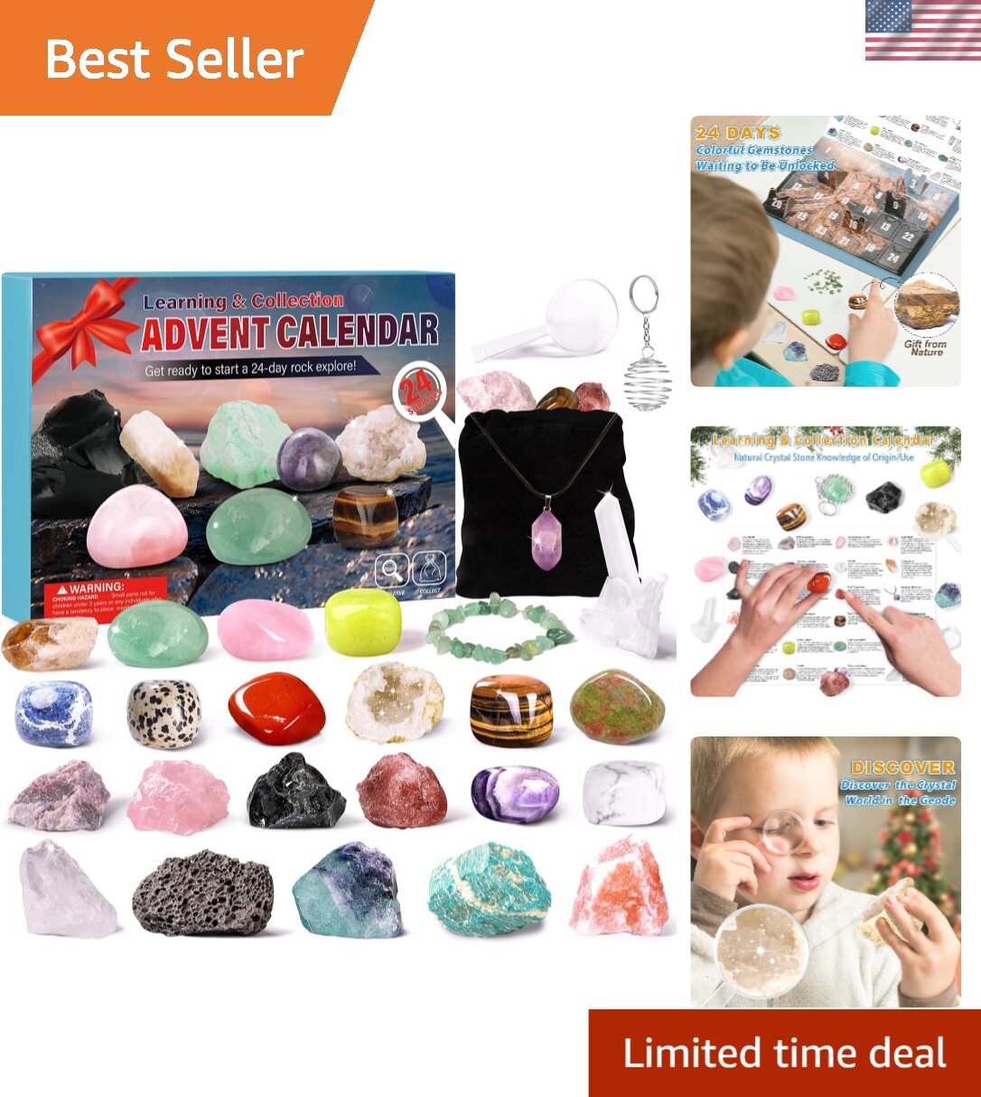Holiday Crystal Countdown: 2024 Advent Calendar for Kids with Healing Stones gallery